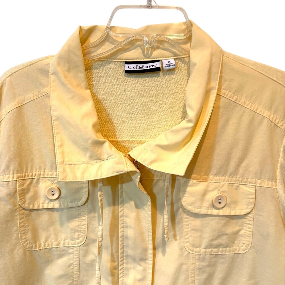 Croft&Barrow Women Zip-Up Jacket Soft Yellow Size XL Lightweight Utility Pockets - Picture 2 of 13